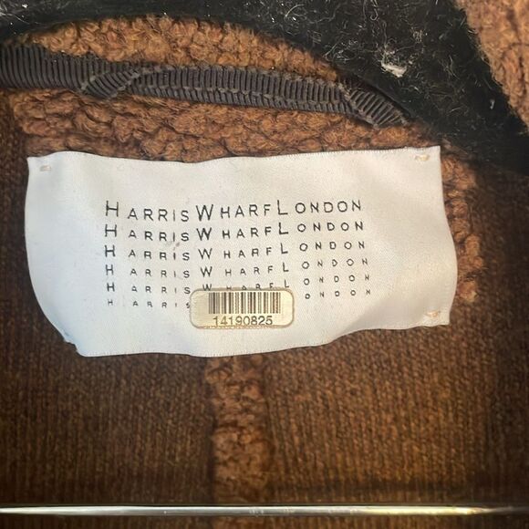 Harris Wharf London Women's Double-Breasted Wool Bouclé Coat Brown Size 4/6 - Picture 5 of 8